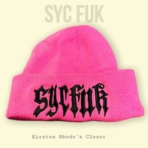 Syc Fuk Beanie in pink NWOT​​​​​​​​